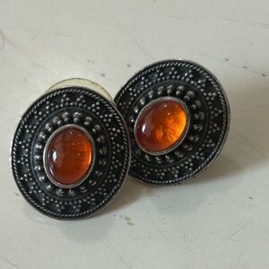 Vintage BOMA Silver and Amber Earrings